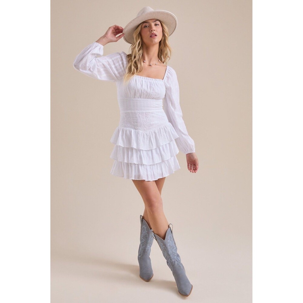NWT Altar’d State Naomi Embroidered Mini Dress White Women’s Size Medium